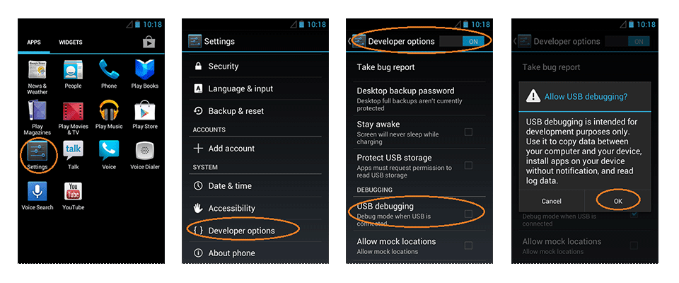 خاموش کردن usb debugging